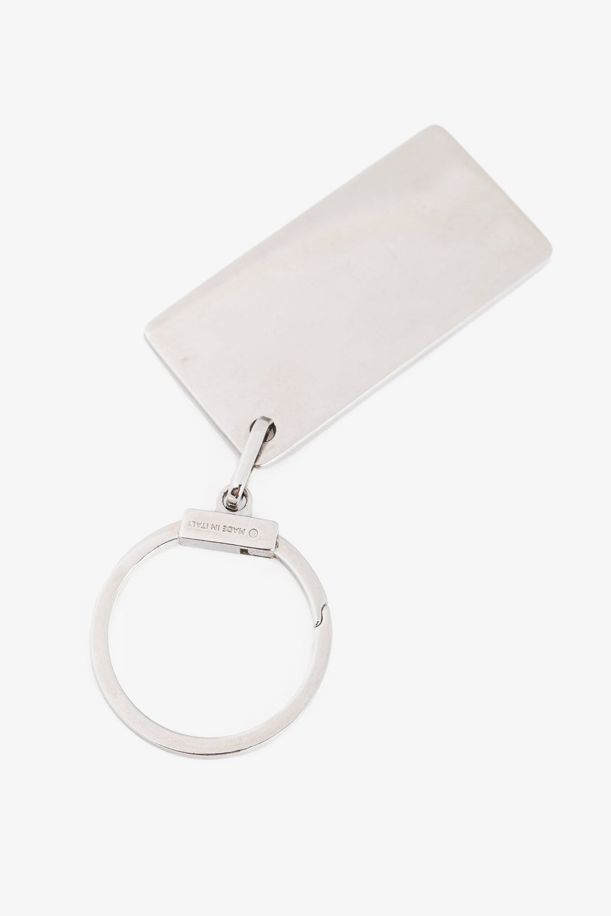 Dior Silver-Tone Rhinestone Logo Plaque Keychain