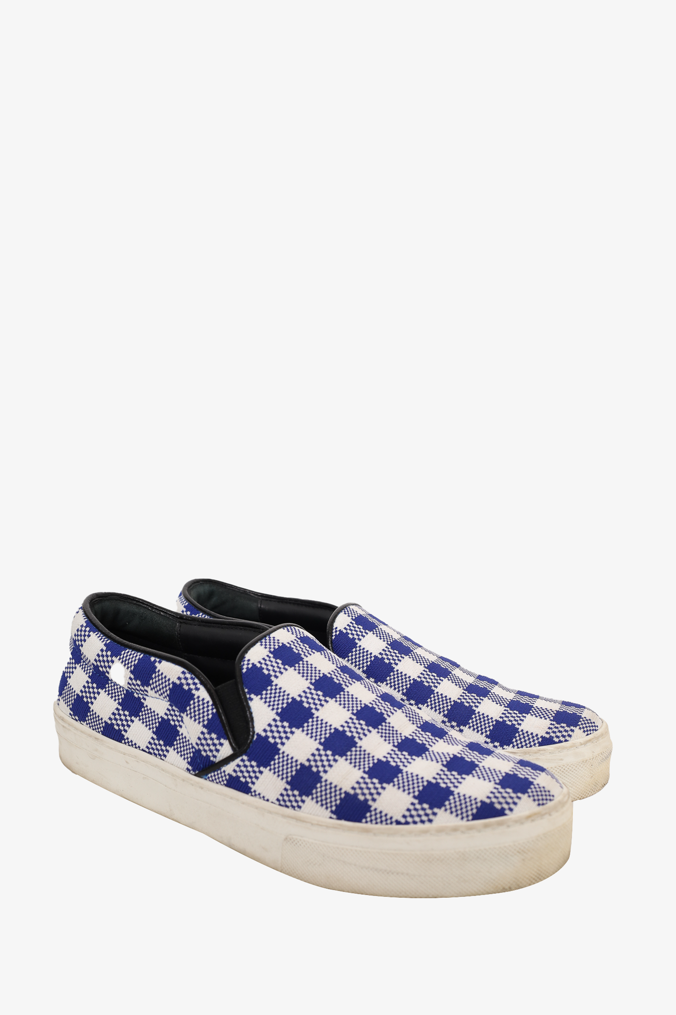 Celine Blue/White Plaid Slip-on Sneaker Size 37