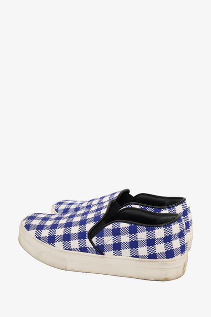 Celine Blue/White Plaid Slip-on Sneaker Size 37