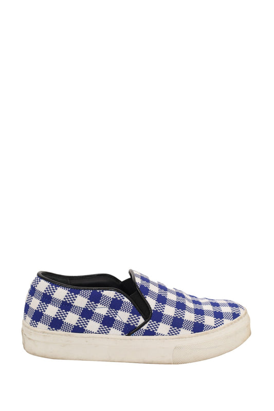 Celine Blue/White Plaid Slip-on Sneaker Size 37