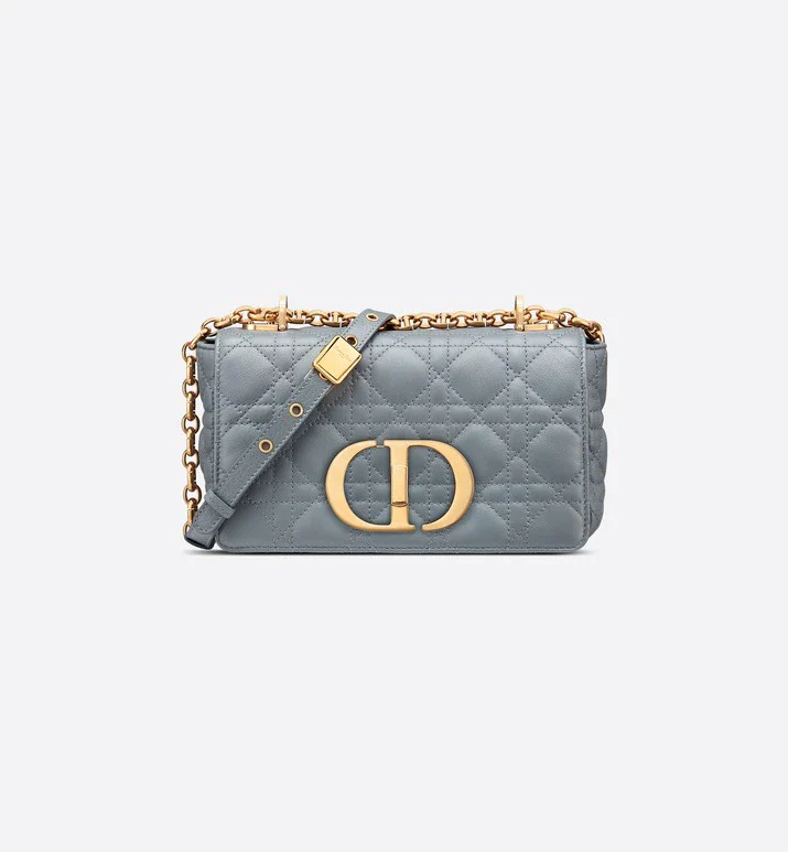 Cloud Blue Supple Cannage Calfskin Small Caro Bag Leather Shoulder Bag for Women