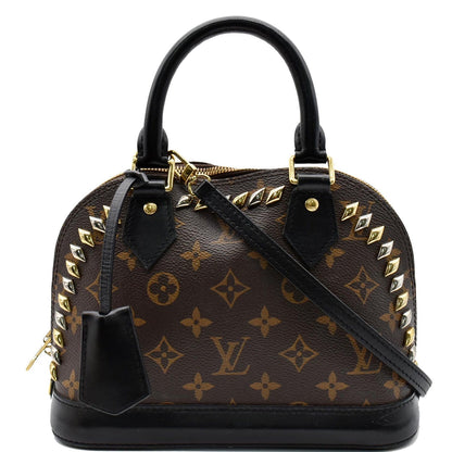 Louis Vuitton Studded Alma BB Monogram Macassar Canvas Crossbody Bag Brown