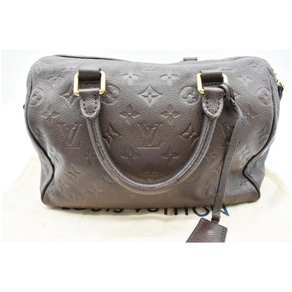 LOUIS VUITTON Speedy 25 Monogram Empreinte Leather Satchel Bag Terre