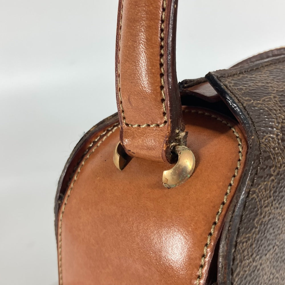 CELINE Handbag Leather / canvas Brown vintage Macadam Women Used
