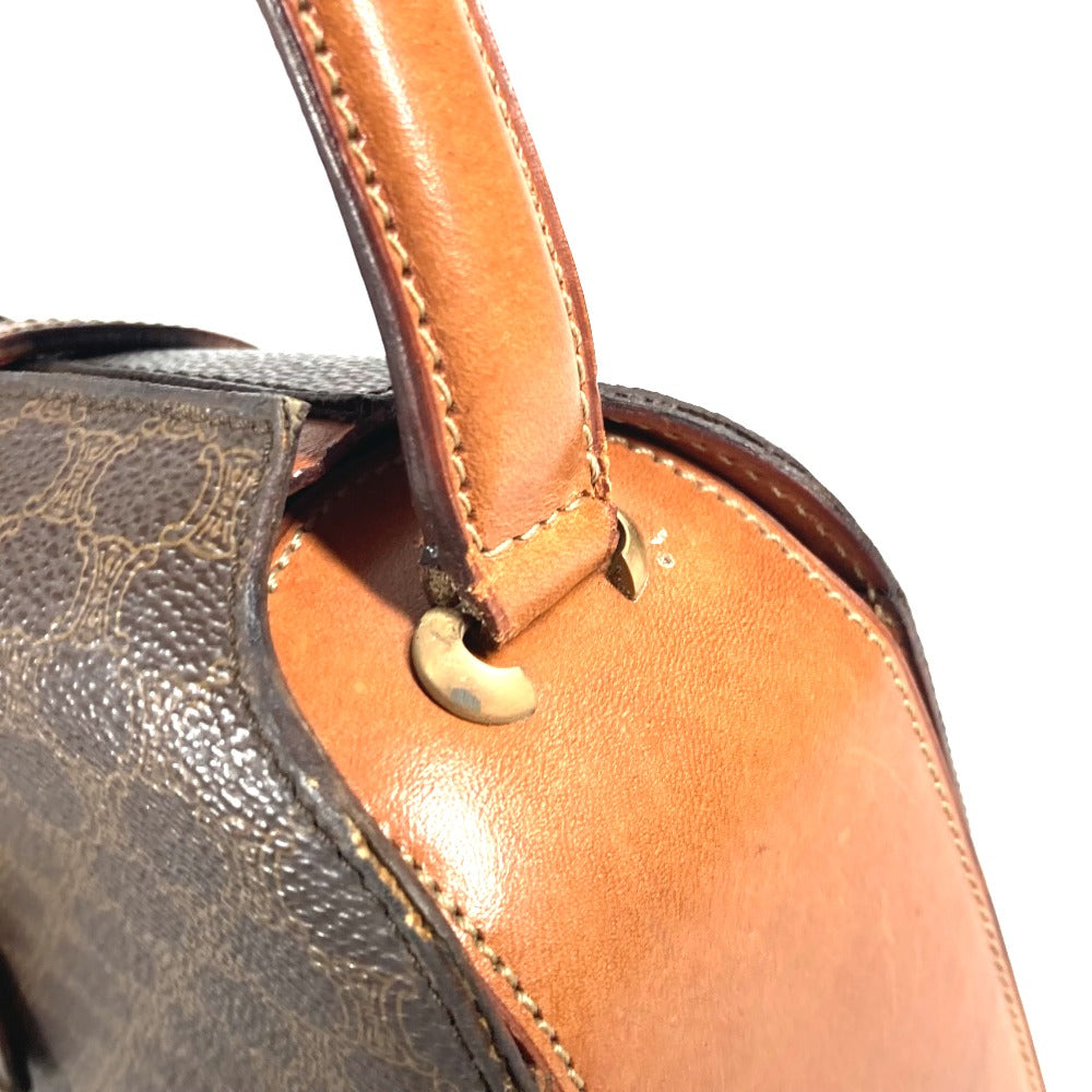 CELINE Handbag Leather / canvas Brown vintage Macadam Women Used
