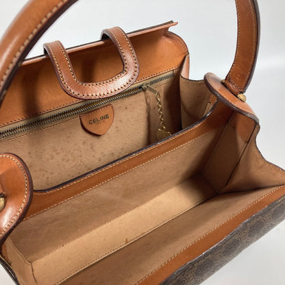 CELINE Handbag Leather / canvas Brown vintage Macadam Women Used
