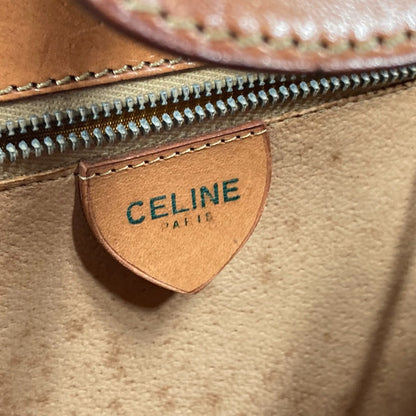 CELINE Handbag Leather / canvas Brown vintage Macadam Women Used