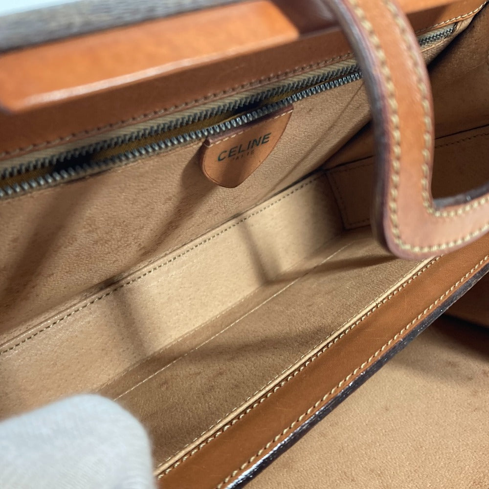 CELINE Handbag Leather / canvas Brown vintage Macadam Women Used