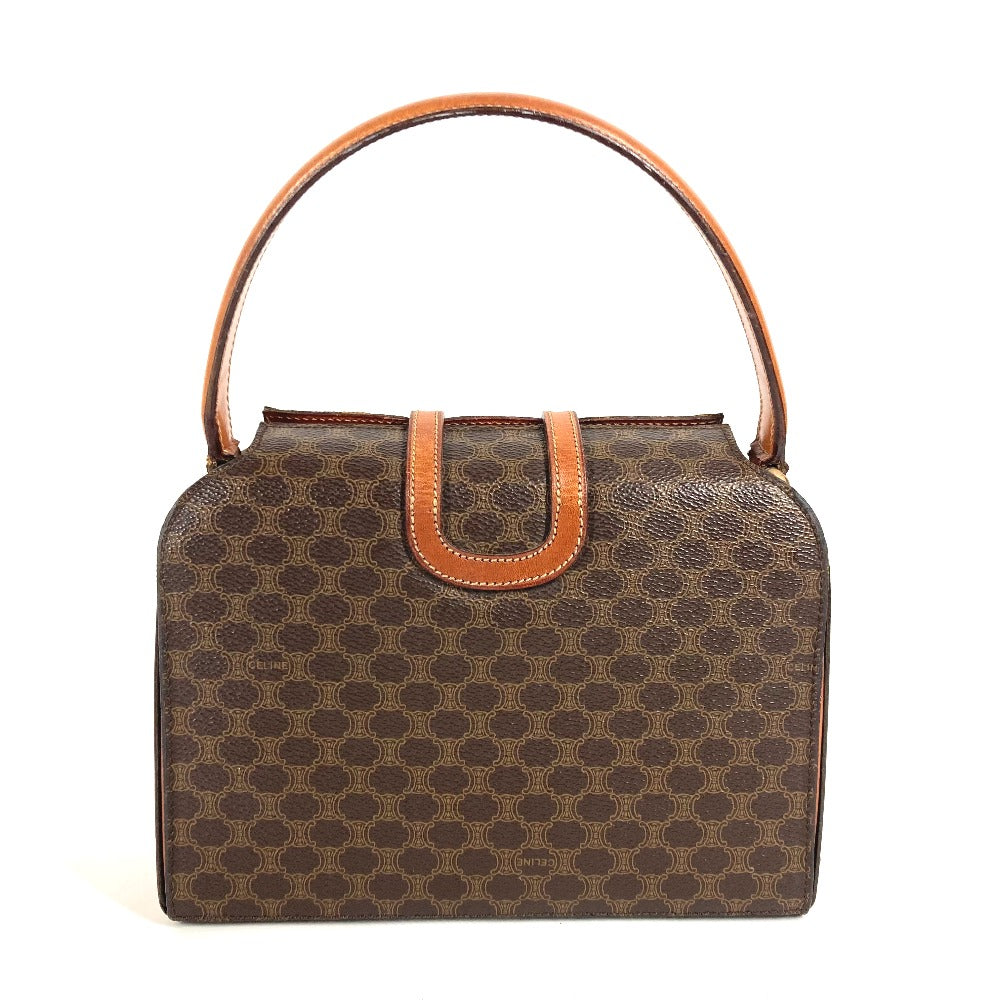 CELINE Handbag Leather / canvas Brown vintage Macadam Women Used