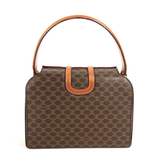 CELINE Handbag Leather / canvas Brown vintage Macadam Women Used