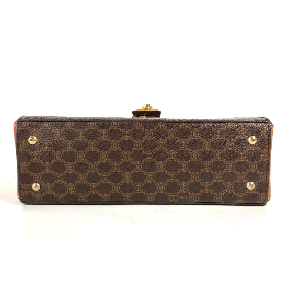 CELINE Handbag Leather / canvas Brown vintage Macadam Women Used