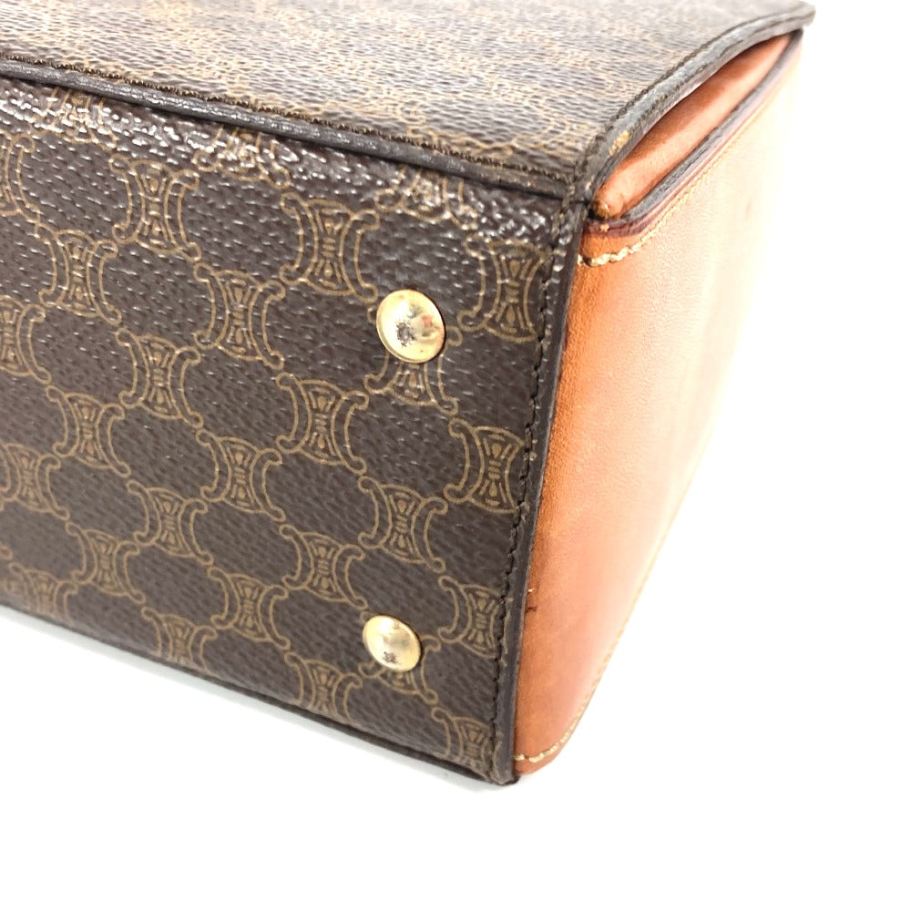 CELINE Handbag Leather / canvas Brown vintage Macadam Women Used