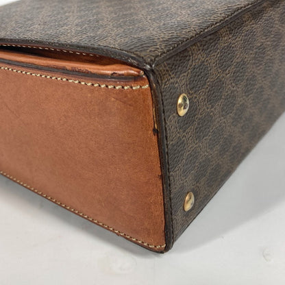 CELINE Handbag Leather / canvas Brown vintage Macadam Women Used