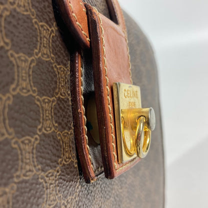 CELINE Handbag Leather / canvas Brown vintage Macadam Women Used