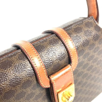 CELINE Handbag Leather / canvas Brown vintage Macadam Women Used