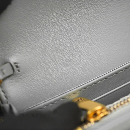 Dior Saddle Wallet On Chain Grey Oblique