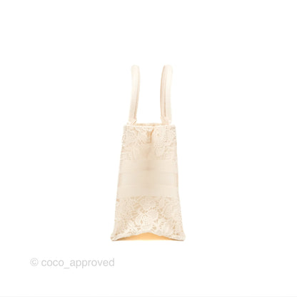 Dior Small Book Tote Natural Macramé-Effect Embroidery