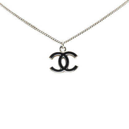 Silver Chanel Silver Plated CC Pendant Necklace