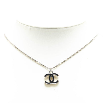 Silver Chanel Silver Plated CC Pendant Necklace