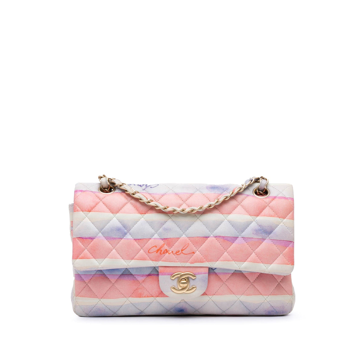 Multi Chanel Exploder Multi Chanel Medium Classic Printed Lambskin Watercolor Double Flap Sh ...
