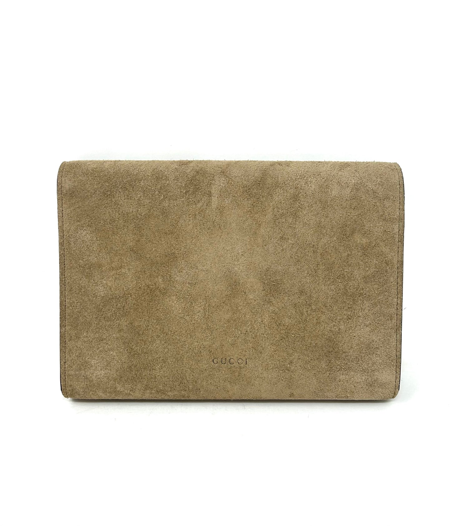 Gucci Dionysus Taupe Suede Chain Wallet Handbag