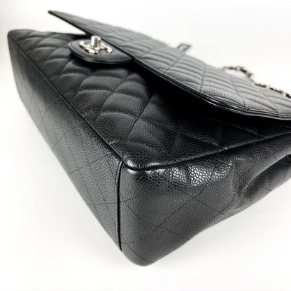 Maxi Single Flap Caviar Leather in Black SHW