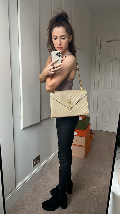 Yves Saint Laurent (YSL) Large Beige Envelope Bag