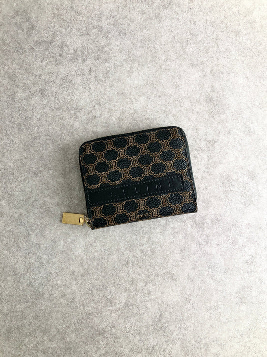 CELINE Macadam Logo Coin Purse Black Vintage 2hudzh