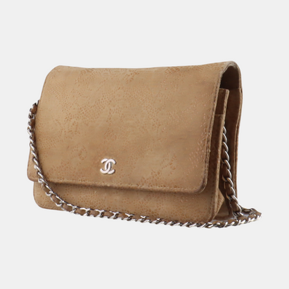 Chanel Wallet on Chain Beige Suede Lace Over Effect, 2013-2014