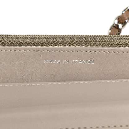 Tan Chanel Quilted Calfskin Stitched CC Wallet on Chain Crossbody Bag