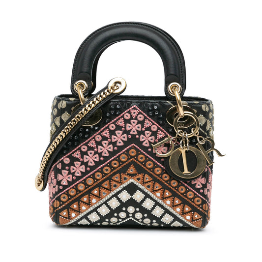 Mini Calfskin Embroidered Lady Dior