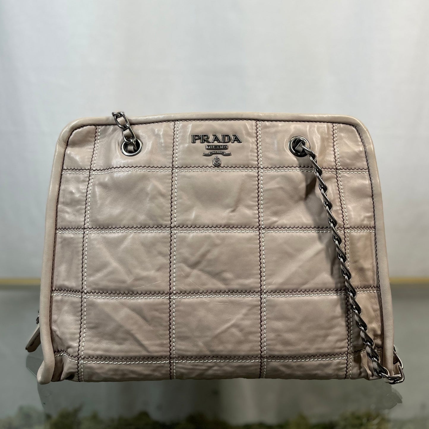 Prada Nappa Antique Stitched Pomice Shoulder Bags