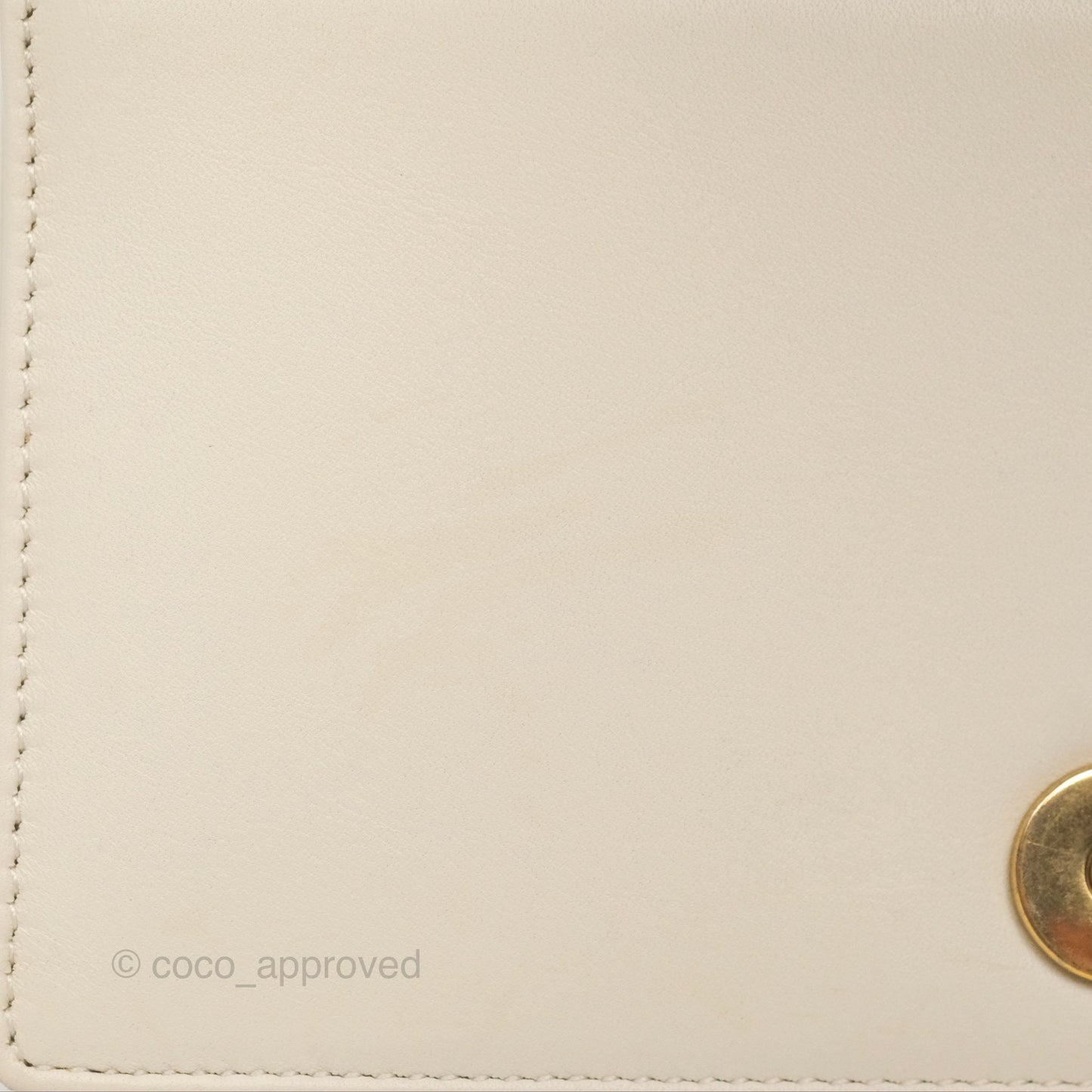 Christian Dior Diorama Wallet on Chain in White Calfskin Studded Gold