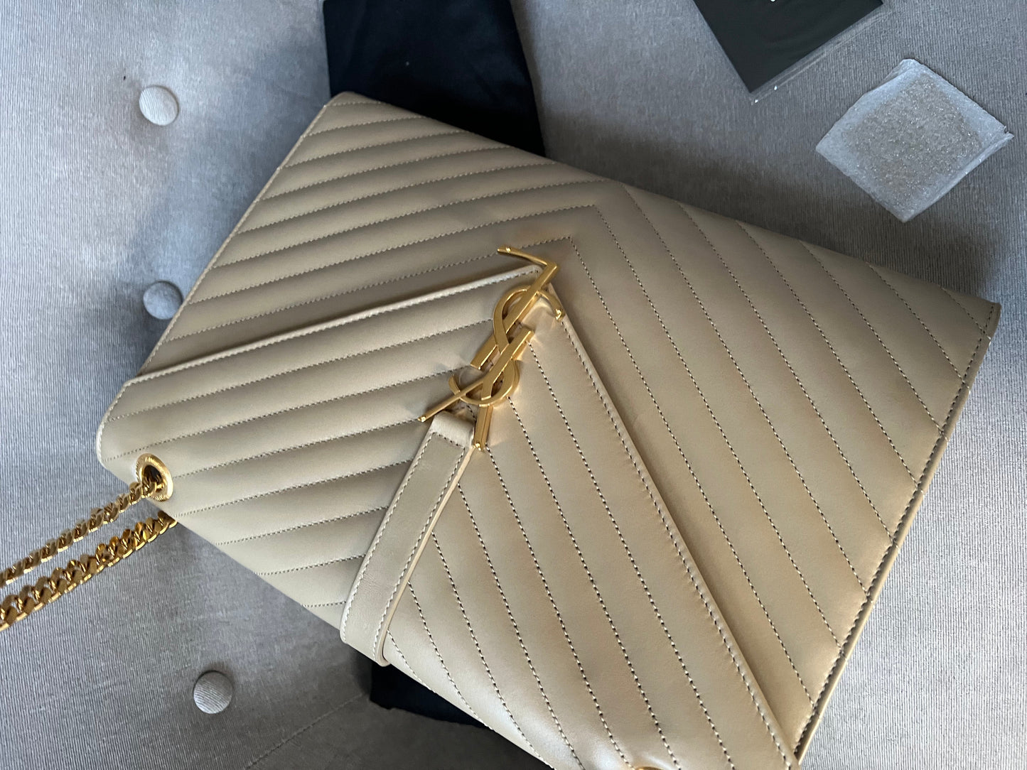 Yves Saint Laurent (YSL) Large Beige Envelope Bag