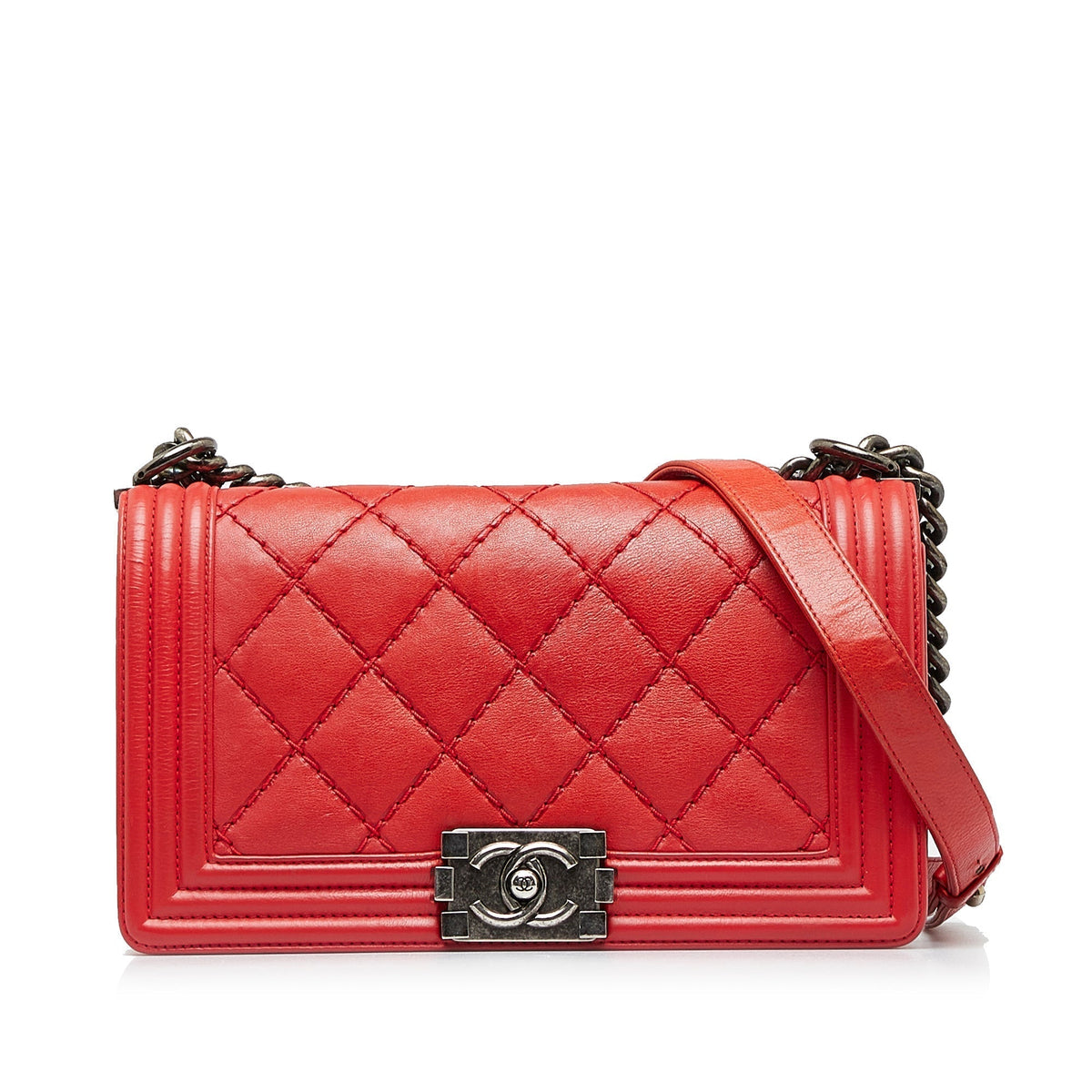 Chanel Small Lambskin Double Stitch Boy Flap Shoulder Bag
