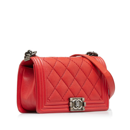 Chanel Small Lambskin Double Stitch Boy Flap Shoulder Bag