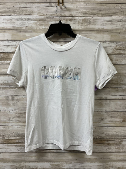 Top Ss Designer By Coach In White & Yellow, Size:M