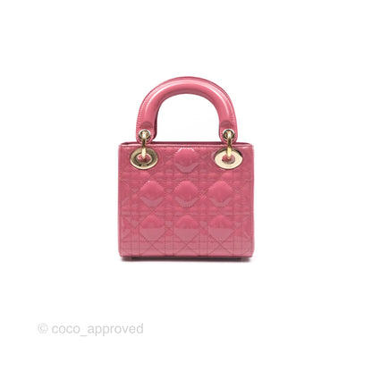 Christian Dior Mini Lady Dior Dusty Pink Patent Gold Hardware