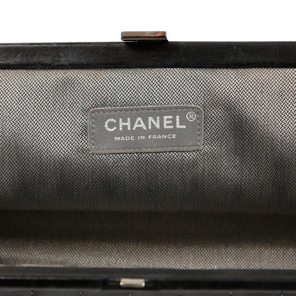 Chanel Black Lambskin Vertical Stitch Clutch