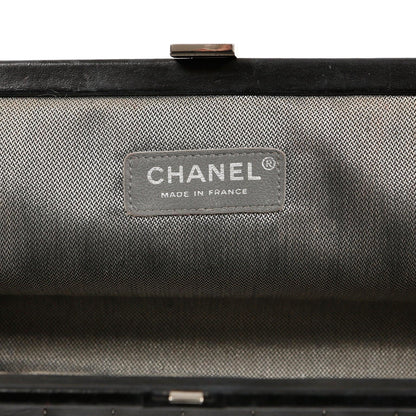 Chanel Black Lambskin Vertical Stitch Clutch