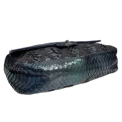 Chanel Hand Bag Iridescent Leather BLK Fishscale Bag
