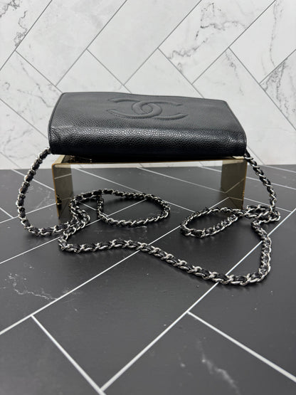 Chanel Black Caviar Leather Wallet on a Chain