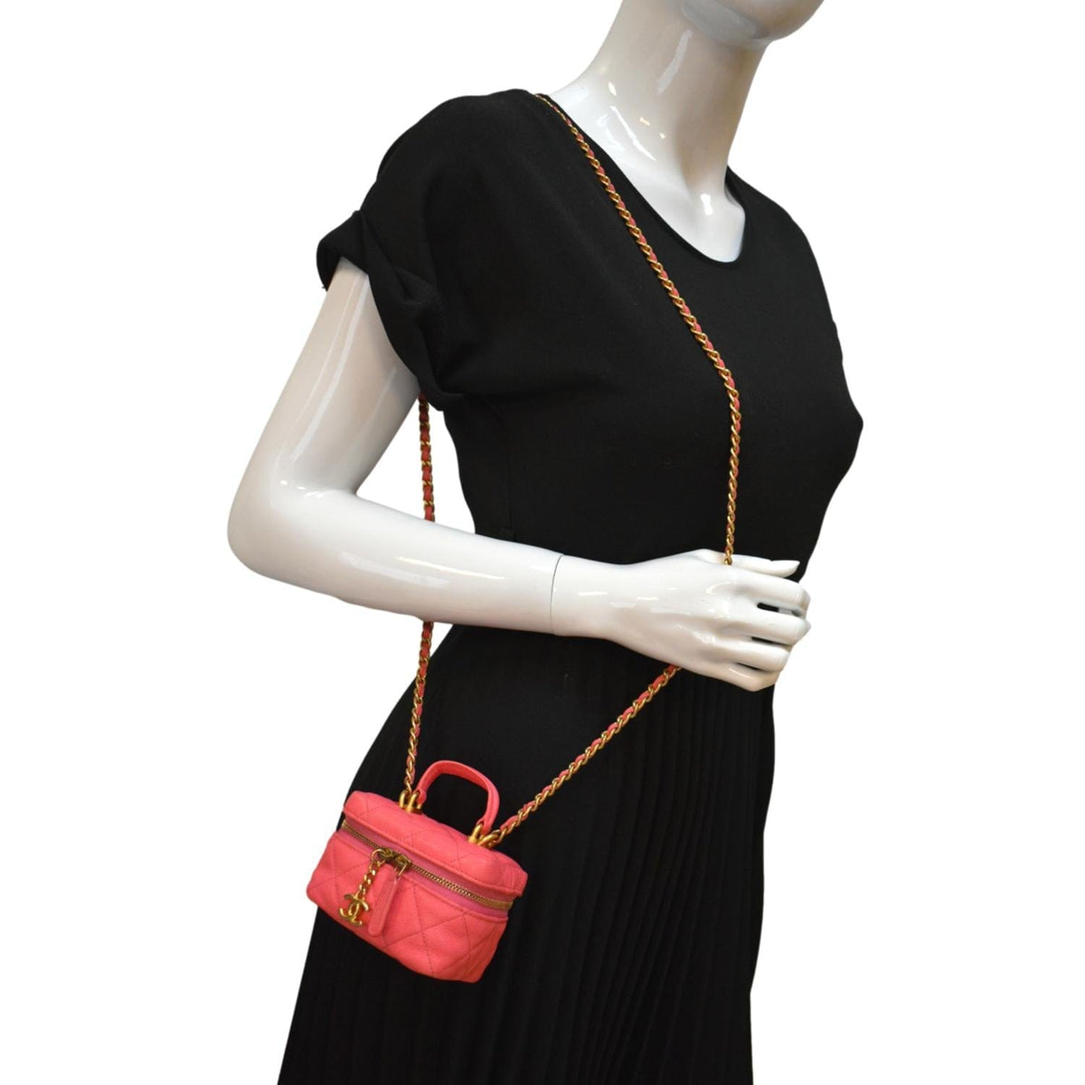Chanel Vanity Case Small Leather Crossbody Bag Pink