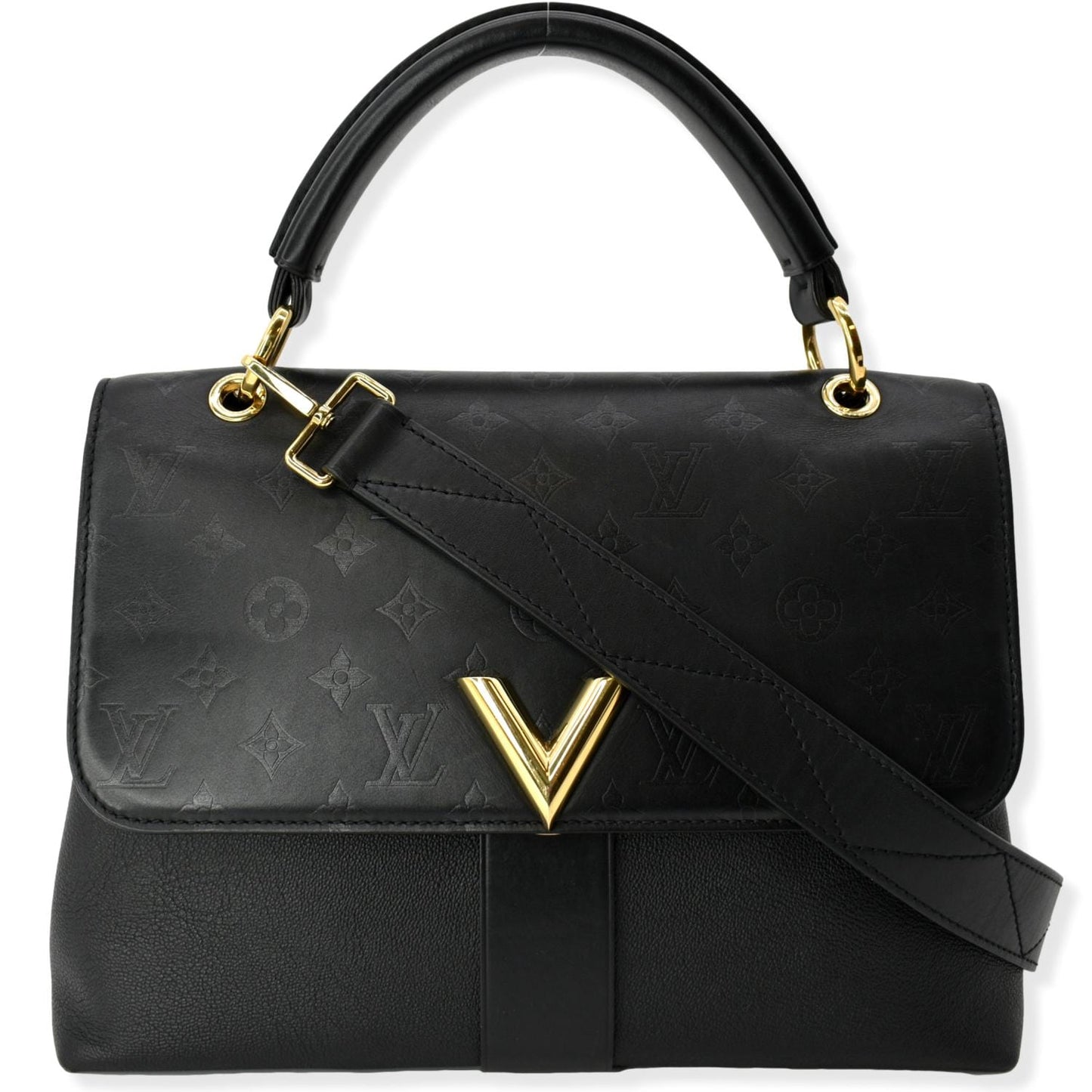 LOUIS VUITTON Very One Handle Monogram Leather Shoulder Bag Black