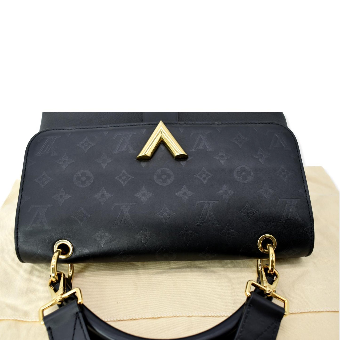 LOUIS VUITTON Very One Handle Monogram Leather Shoulder Bag Black