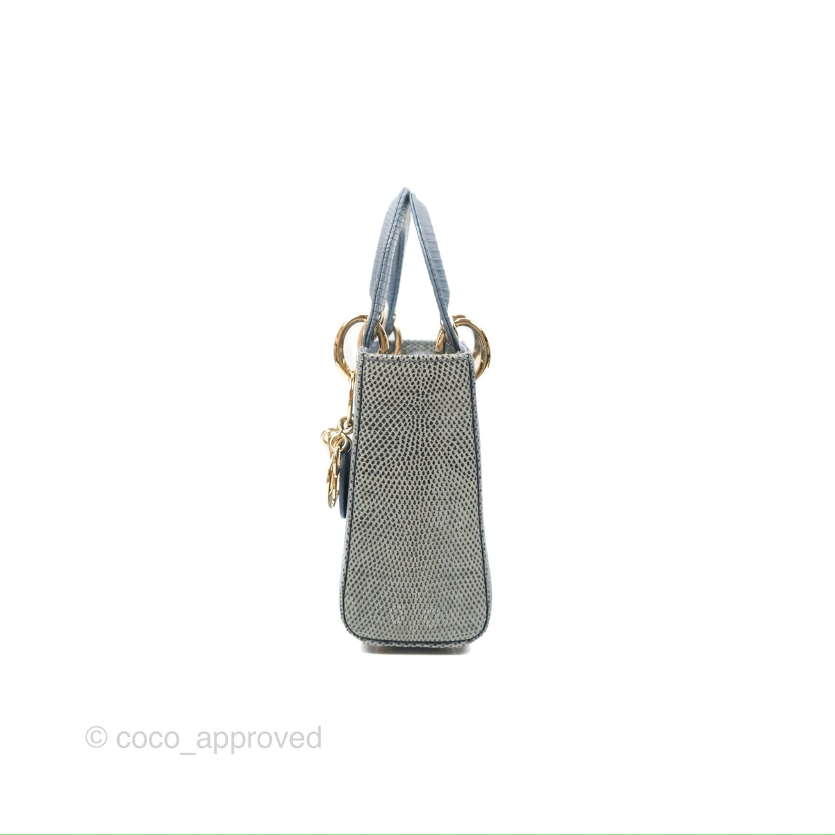Christian Dior Mini Lady Dior Ombre Blue Lizard Gold Hardware