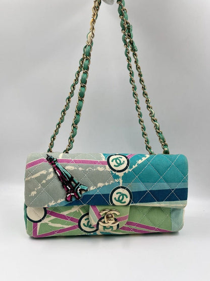 Chanel Eiffel Tower Canvas Flap Bag w 24K Gold Hardware