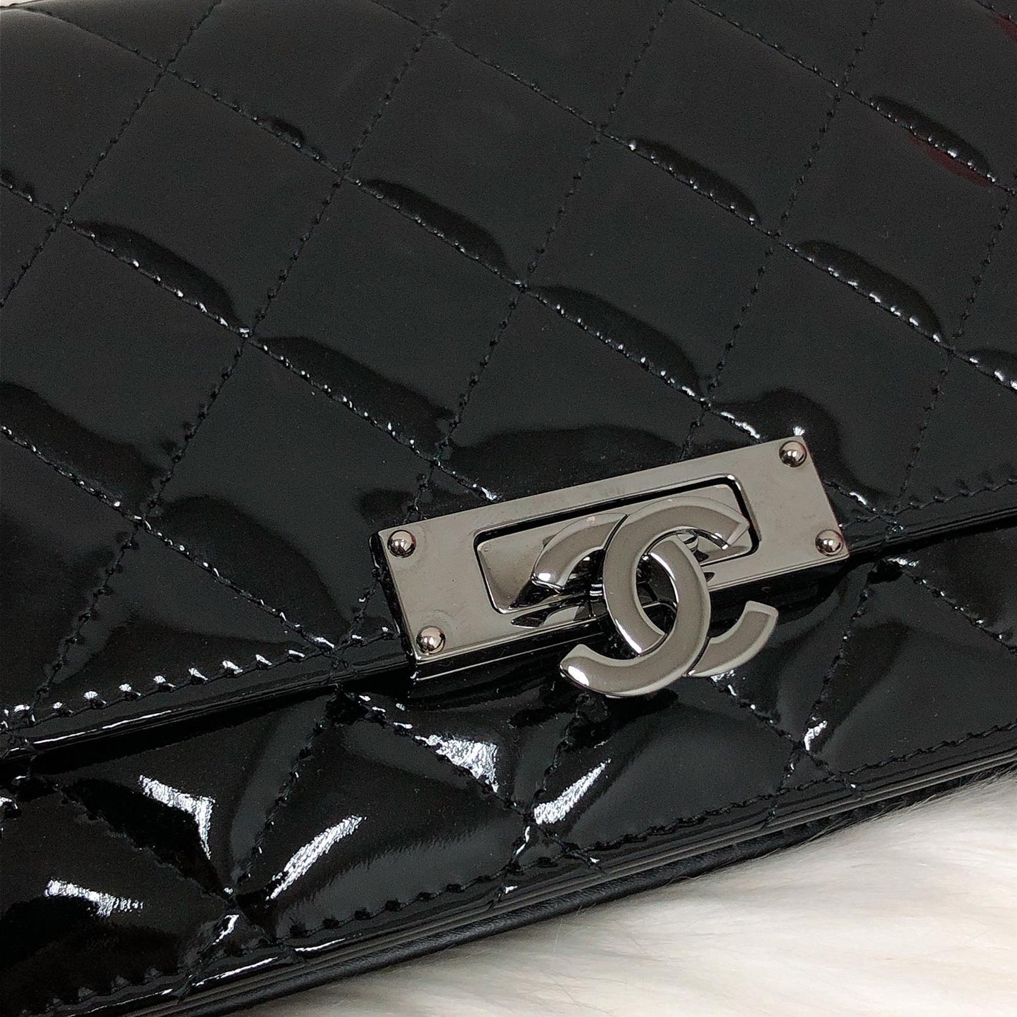 Golden Class Double CC WOC Black Patent Leather with SHW