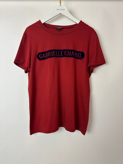 Chanel Red "Gabrielle Chanel" Logo T-Shirt Size FR 40 (UK 12)