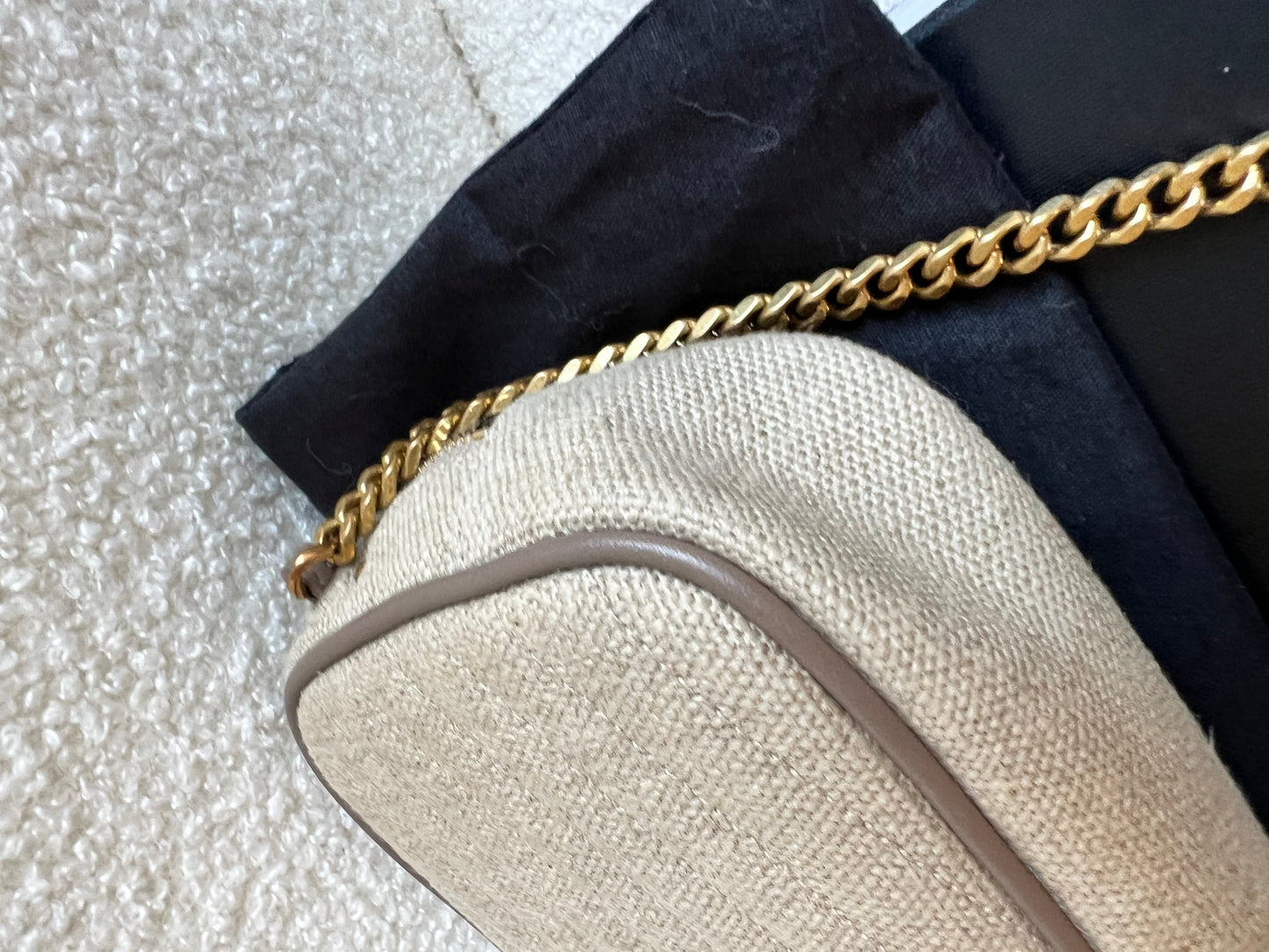 Yves Saint Laurent (YSL) Beige Linen Mini Lou Camera Bag